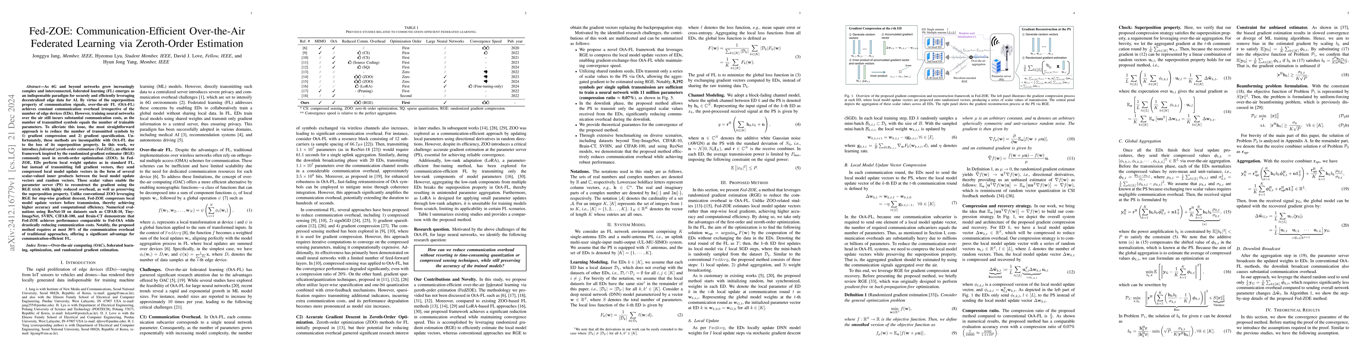 Thumbnail for Fed-ZOE: Communication-Efficient Over-the-Air Federated Learning via
  Zeroth-Order Estimation