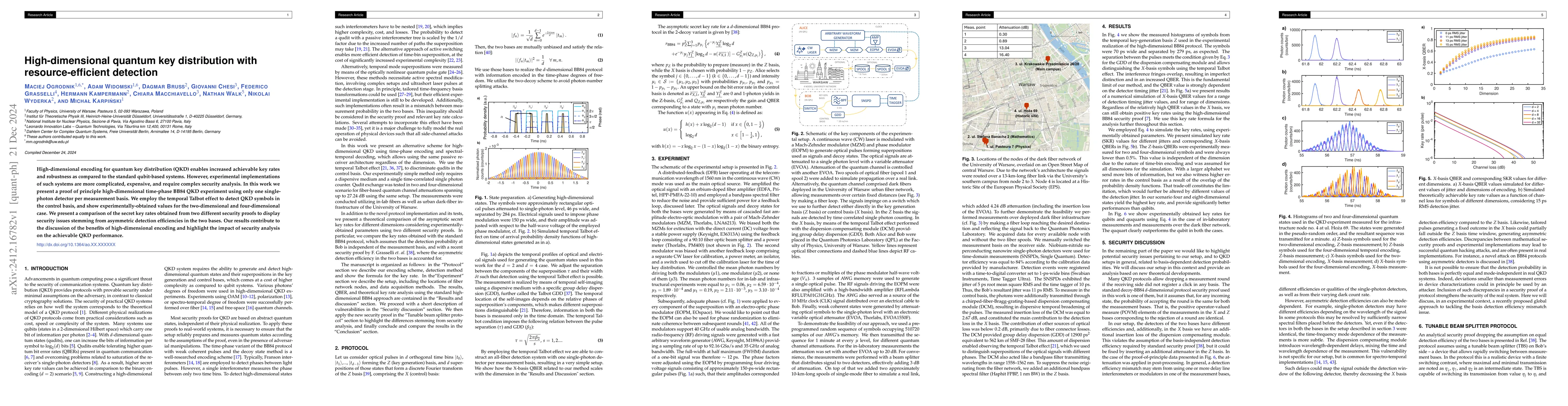 Thumbnail for High-dimensional quantum key distribution with resource-efficient
  detection