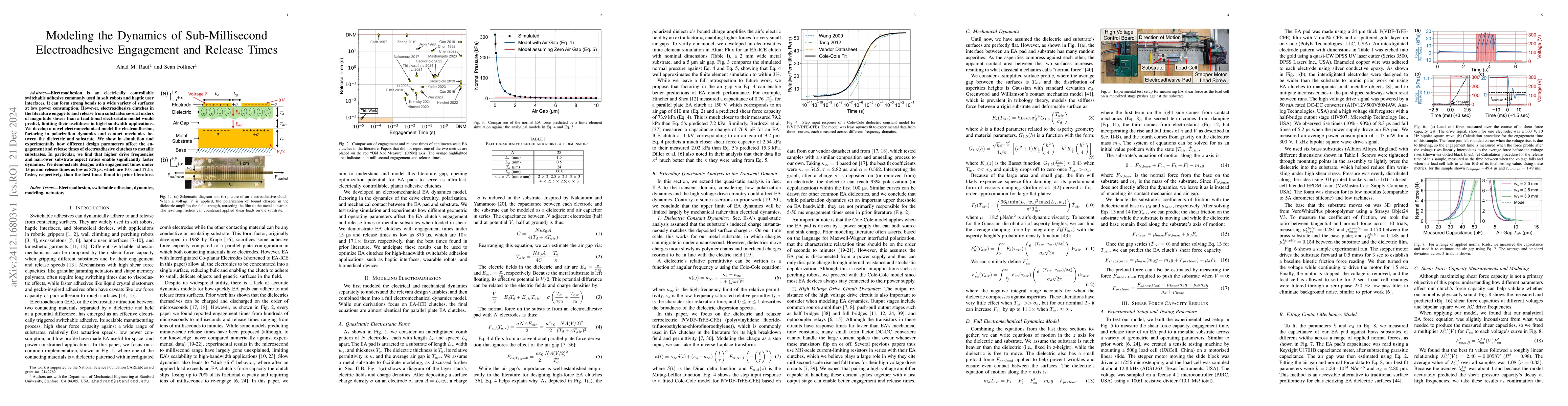Thumbnail for Modeling the Dynamics of Sub-Millisecond Electroadhesive Engagement and
  Release Times