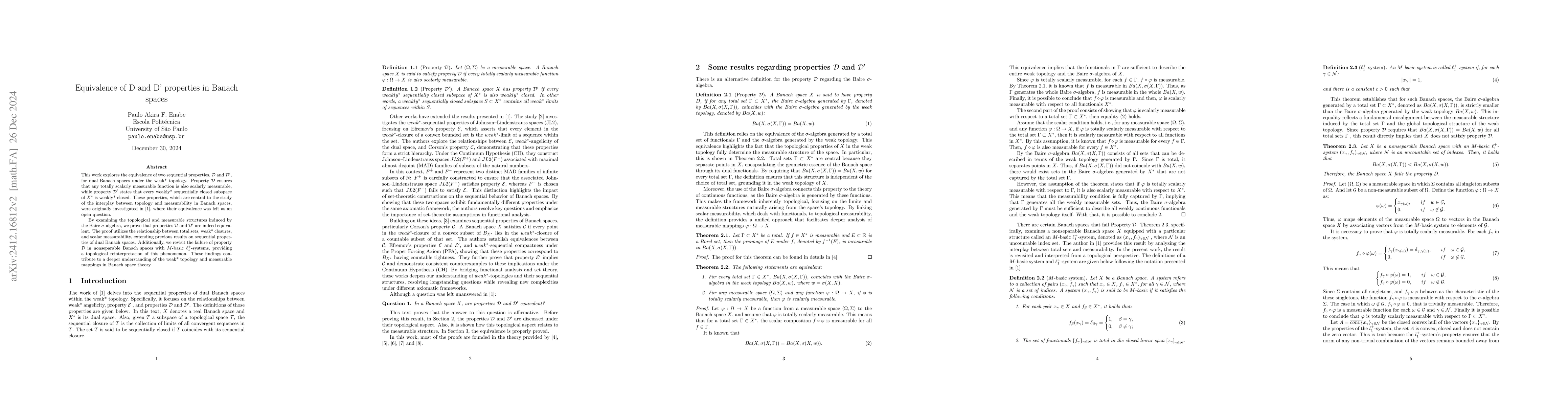 Thumbnail for Equivalence of D and D' properties in Banach spaces