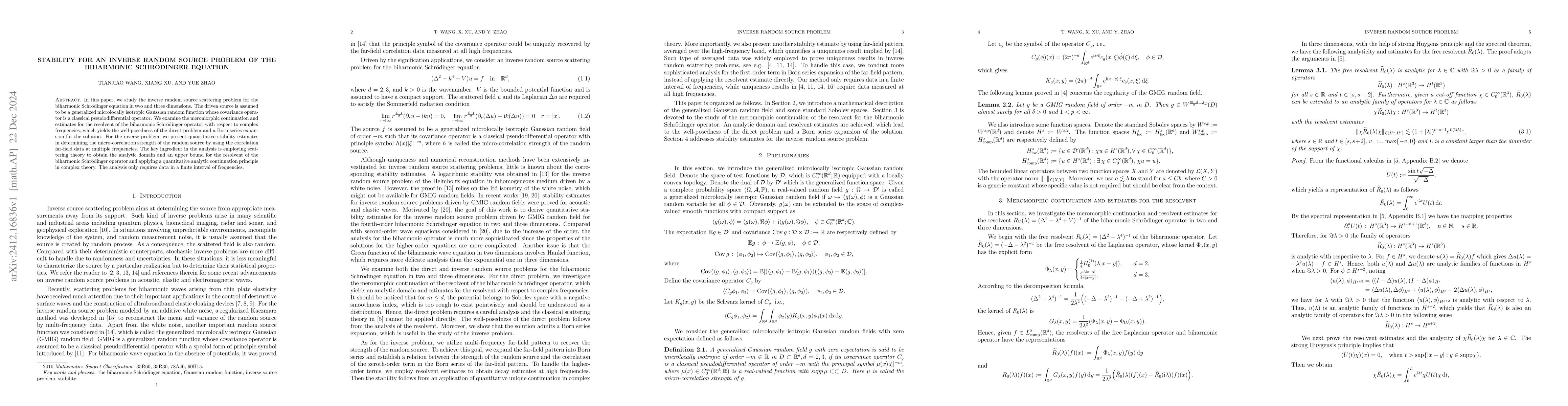 Thumbnail for Stability for an inverse random source problem of the biharmonic
  Schrodinger equation