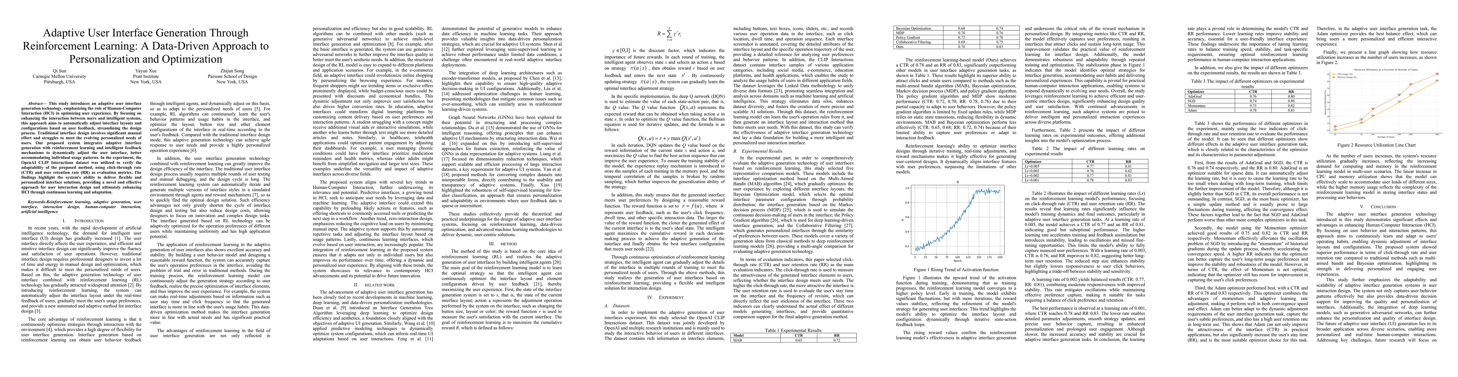 Thumbnail for Adaptive User Interface Generation Through Reinforcement Learning: A
  Data-Driven Approach to Personalization and Optimization