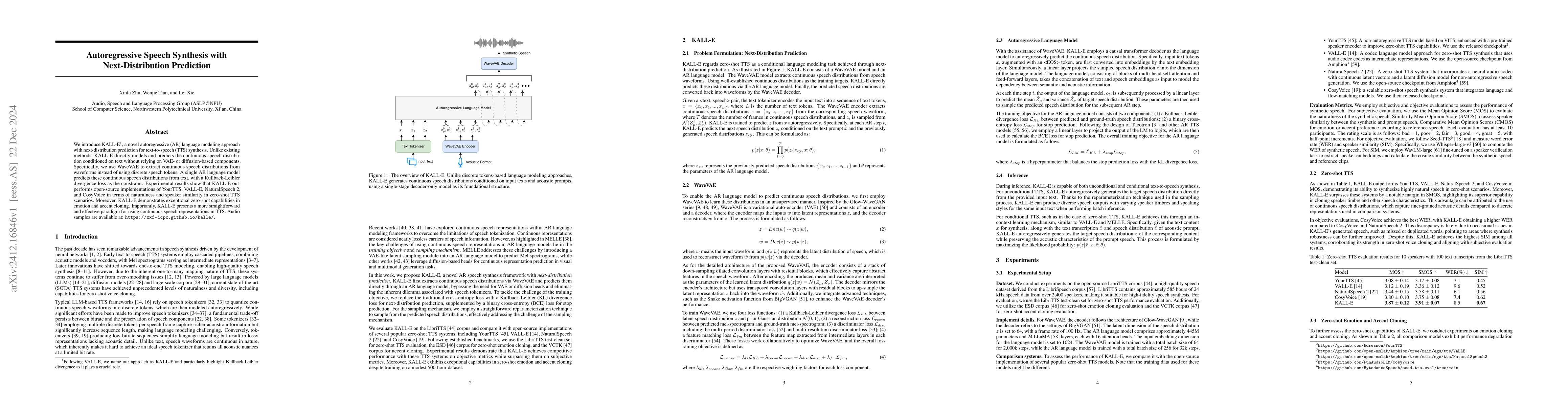 Thumbnail for Autoregressive Speech Synthesis with Next-Distribution Prediction