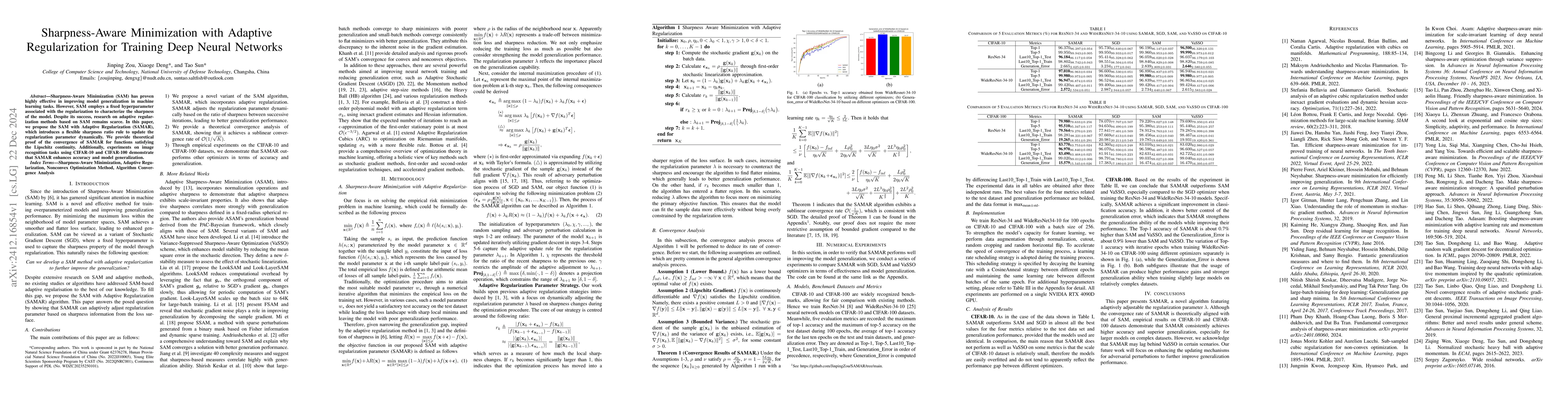 Thumbnail for Sharpness-Aware Minimization with Adaptive Regularization for Training
  Deep Neural Networks