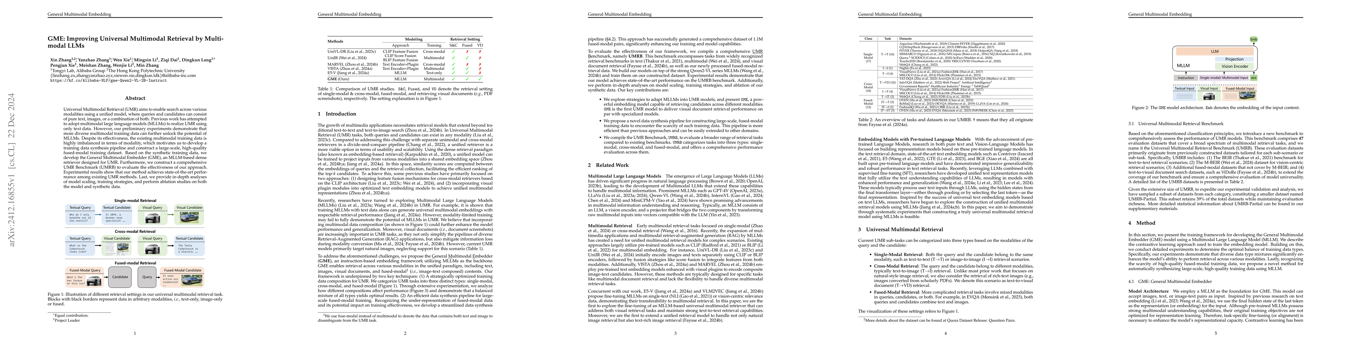 Thumbnail for GME: Improving Universal Multimodal Retrieval by Multimodal LLMs