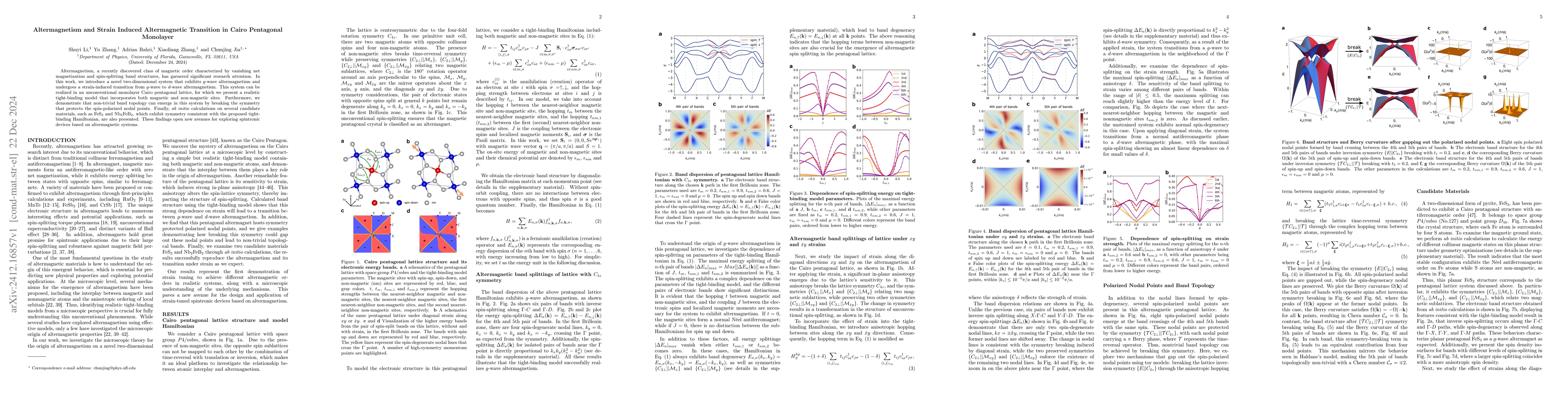 Thumbnail for Altermagnetism and Strain Induced Altermagnetic Transition in Cairo
  Pentagonal Monolayer