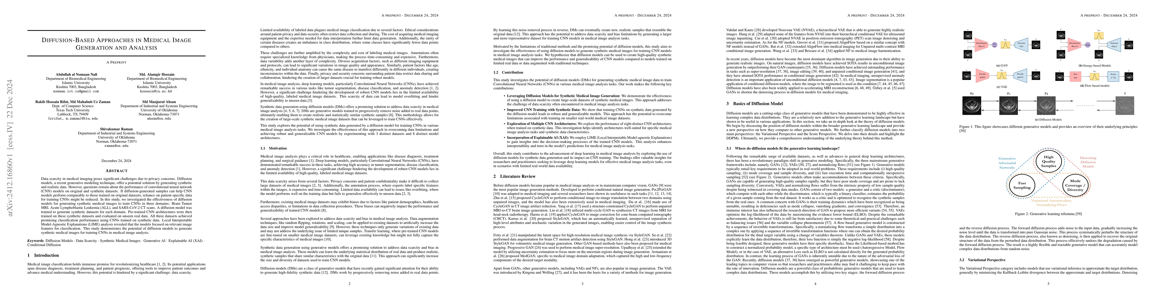 Thumbnail for Diffusion-Based Approaches in Medical Image Generation and Analysis
