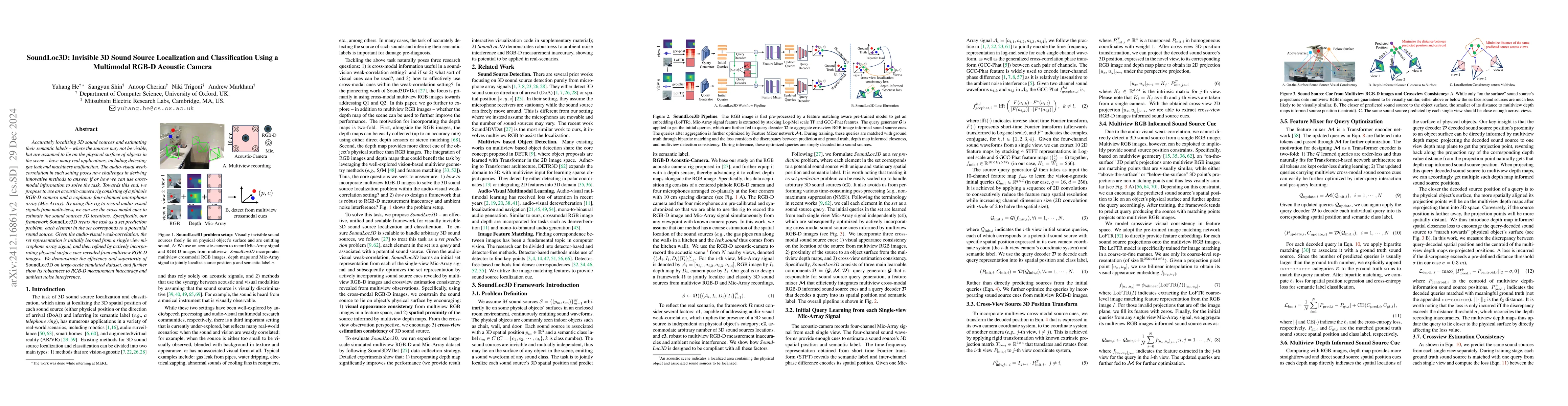 Thumbnail for SoundLoc3D: Invisible 3D Sound Source Localization and Classification
  Using a Multimodal RGB-D Acoustic Camera