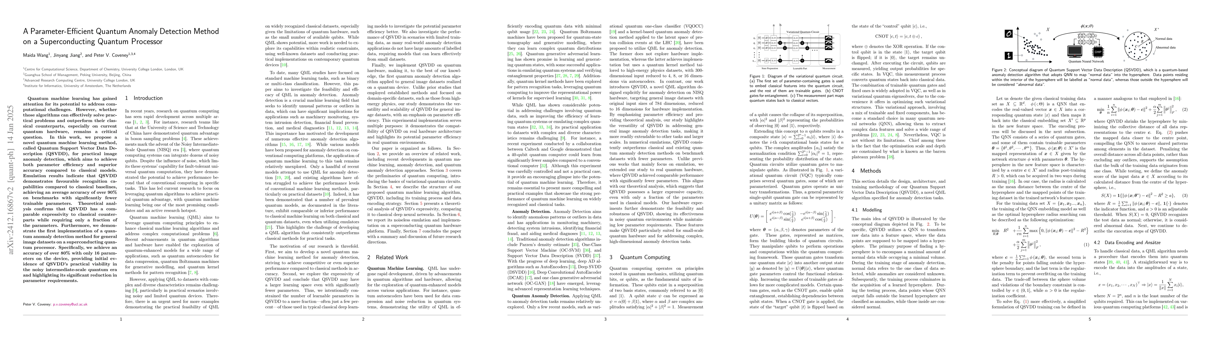 Thumbnail for A Parameter-Efficient Quantum Anomaly Detection Method on a
  Superconducting Quantum Processor