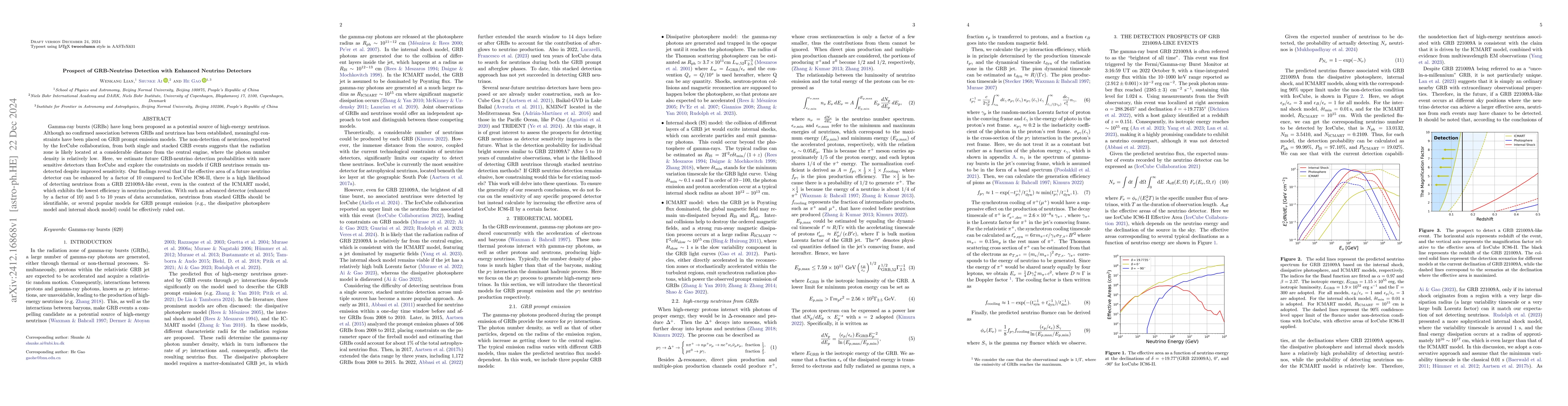 Thumbnail for Prospect of GRB-Neutrino Detection with Enhanced Neutrino Detectors