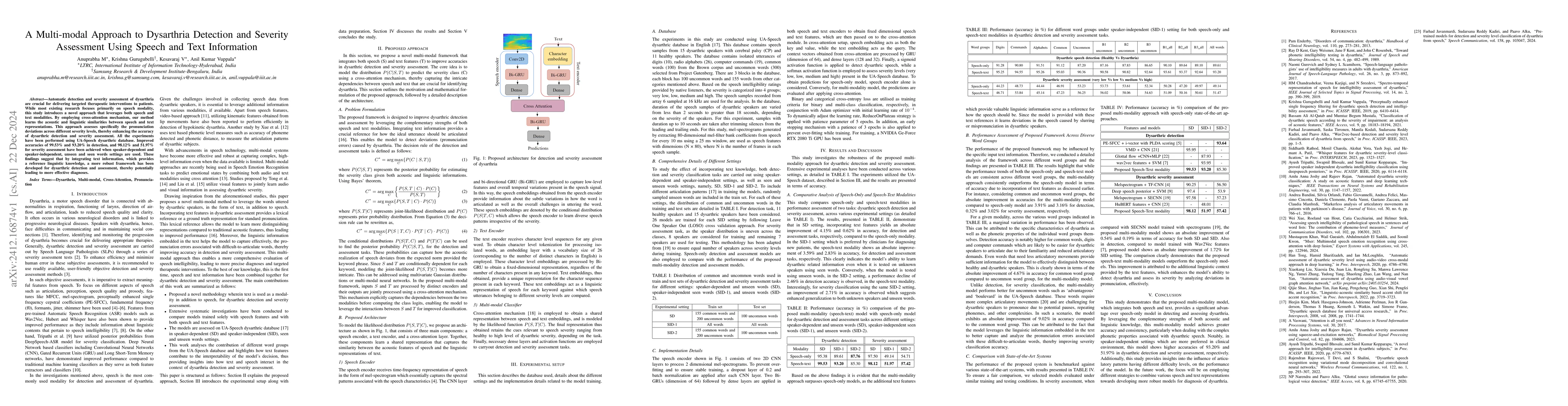 Thumbnail for A Multi-modal Approach to Dysarthria Detection and Severity Assessment
  Using Speech and Text Information