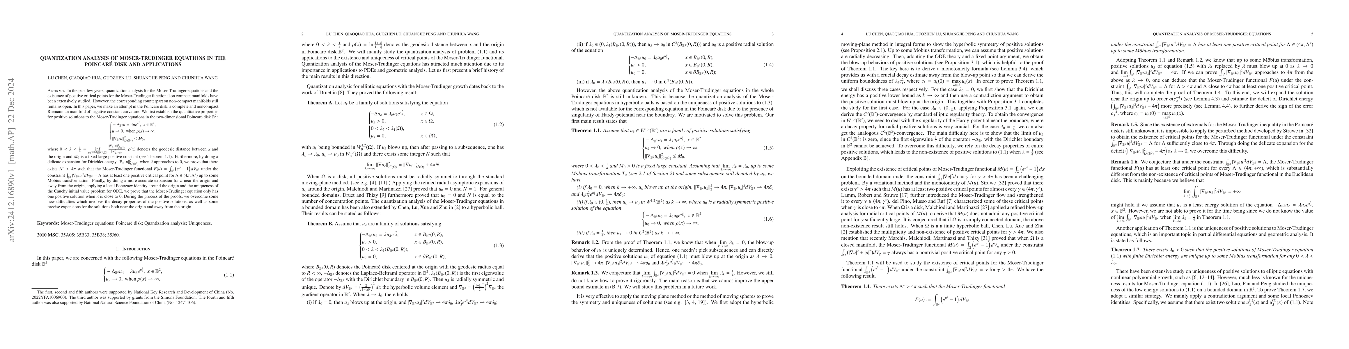 Thumbnail for Quantization analysis of Moser-Trudinger equations in the Poincaré
  disk and applications