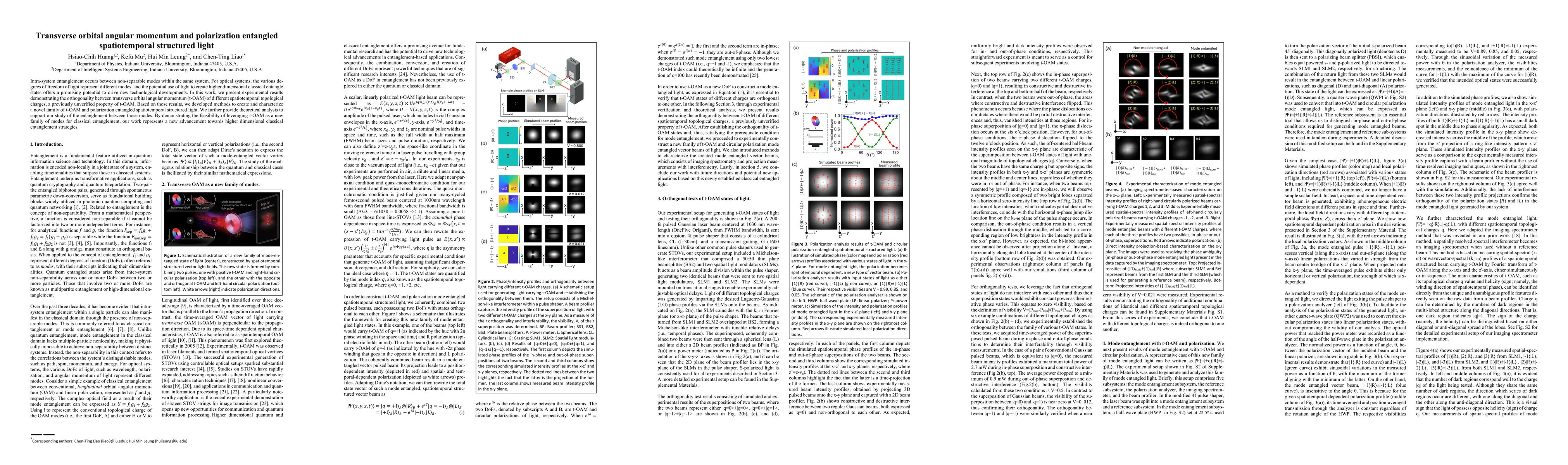 Thumbnail for Transverse orbital angular momentum and polarization entangled
  spatiotemporal structured light