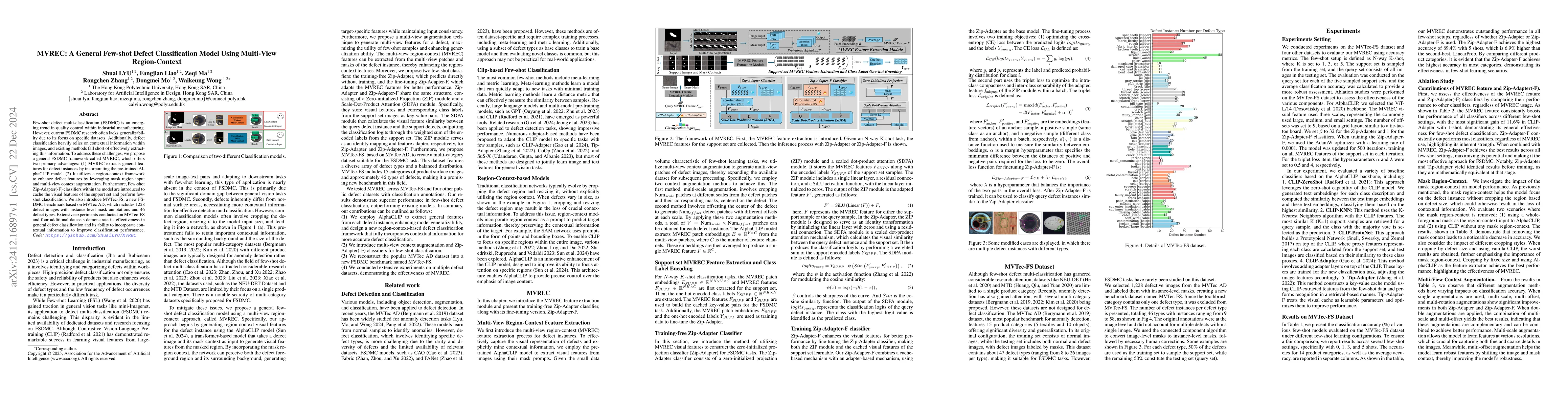 Thumbnail for MVREC: A General Few-shot Defect Classification Model Using Multi-View
  Region-Context