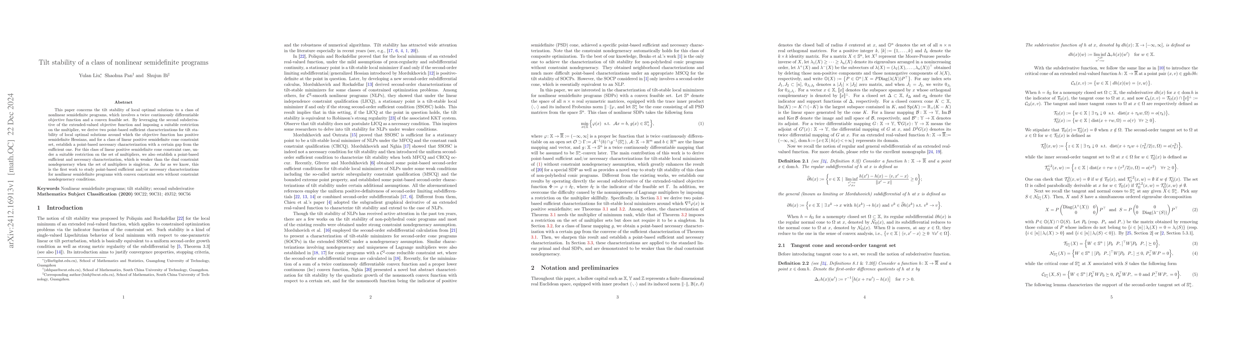Thumbnail for Tilt stability of a class of nonlinear semidefinite programs