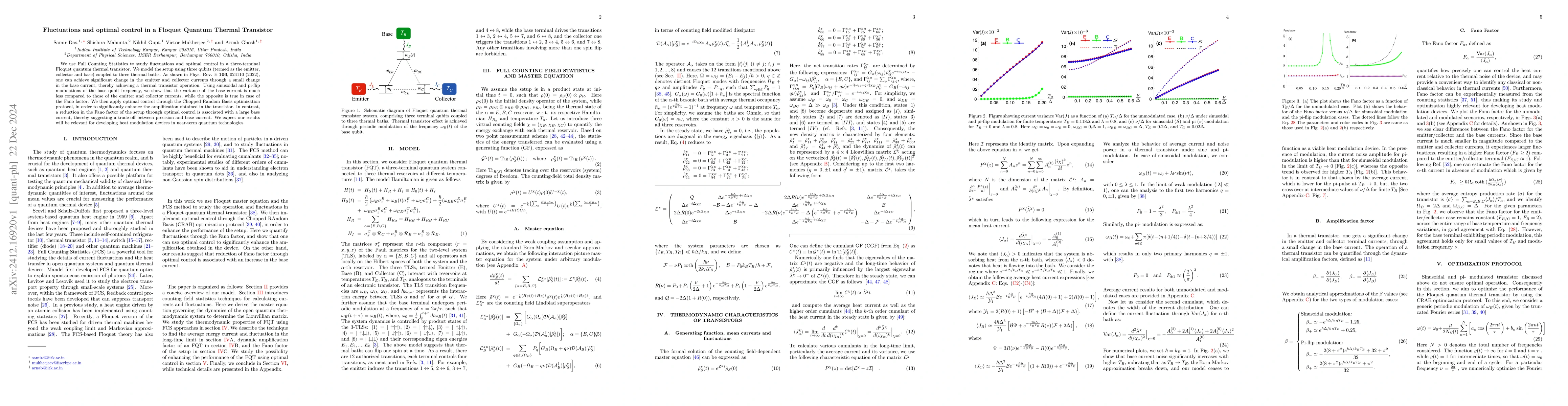 Thumbnail for Fluctuations and optimal control in a Floquet Quantum Thermal Transistor