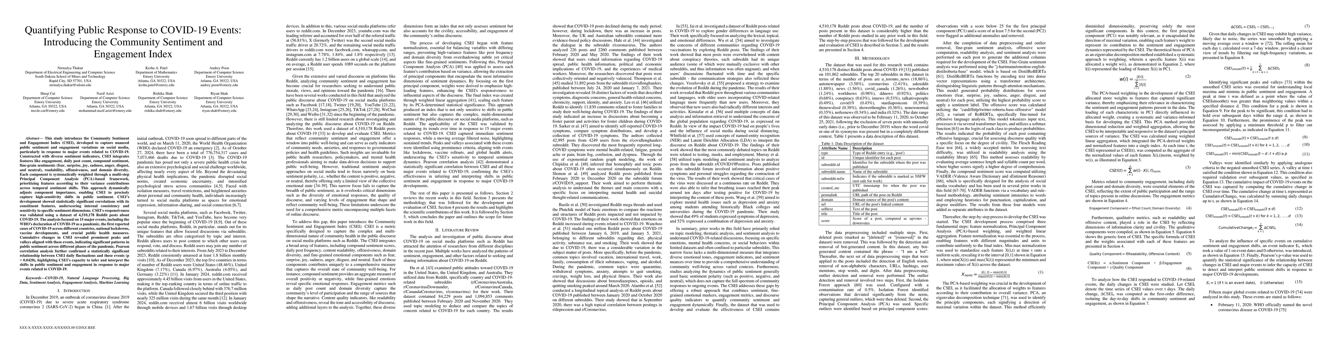 Thumbnail for Quantifying Public Response to COVID-19 Events: Introducing the
  Community Sentiment and Engagement Index