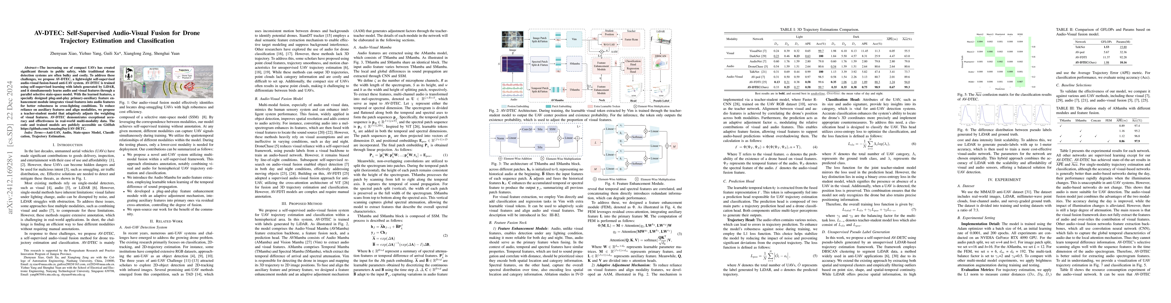 Thumbnail for AV-DTEC: Self-Supervised Audio-Visual Fusion for Drone Trajectory
  Estimation and Classification