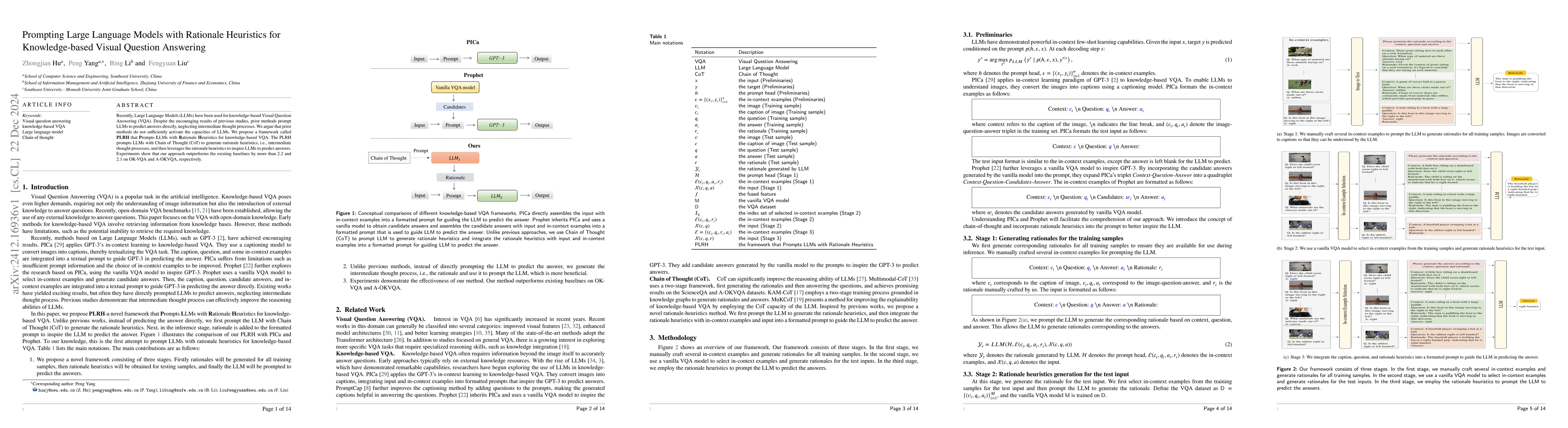 Thumbnail for Prompting Large Language Models with Rationale Heuristics for
  Knowledge-based Visual Question Answering
