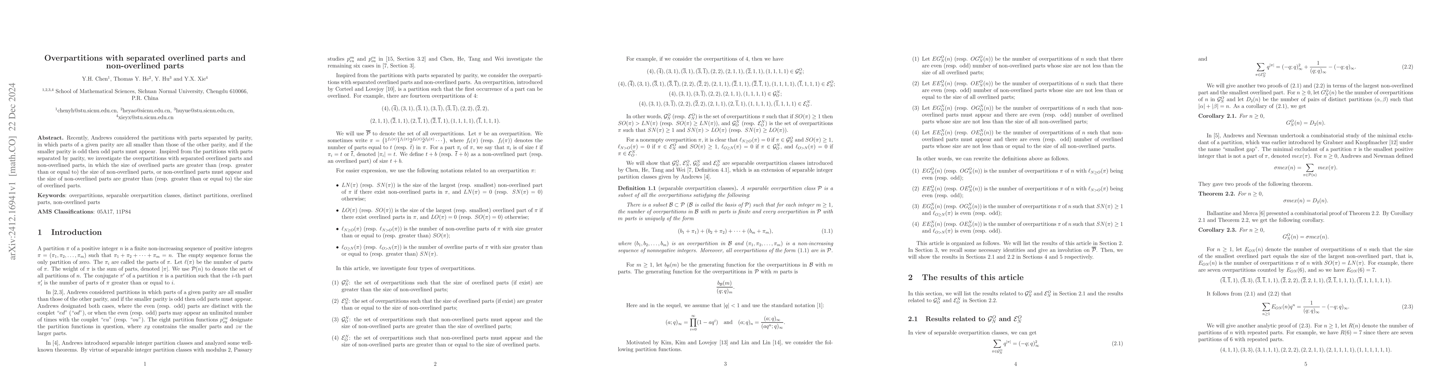 Thumbnail for Overpartitions with separated overlined parts and non-overlined parts