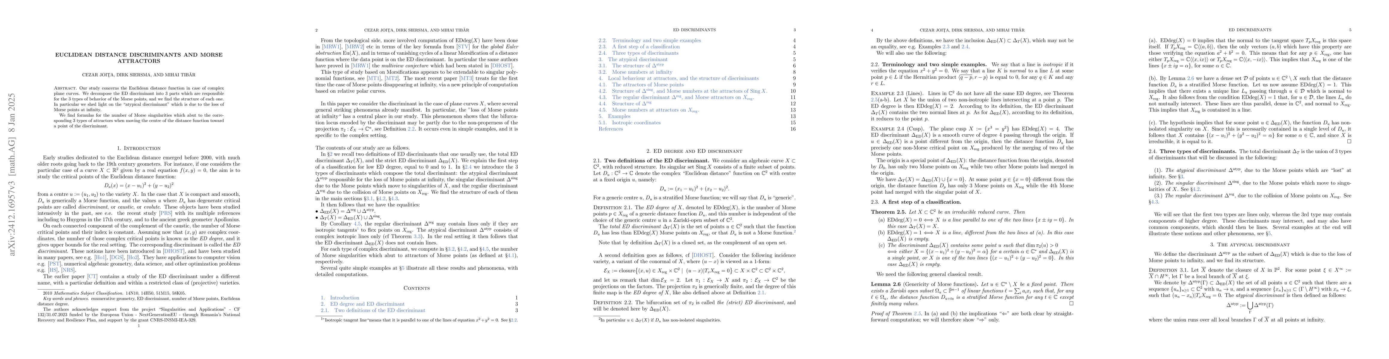 Thumbnail for Euclidean distance discriminants and Morse attractors