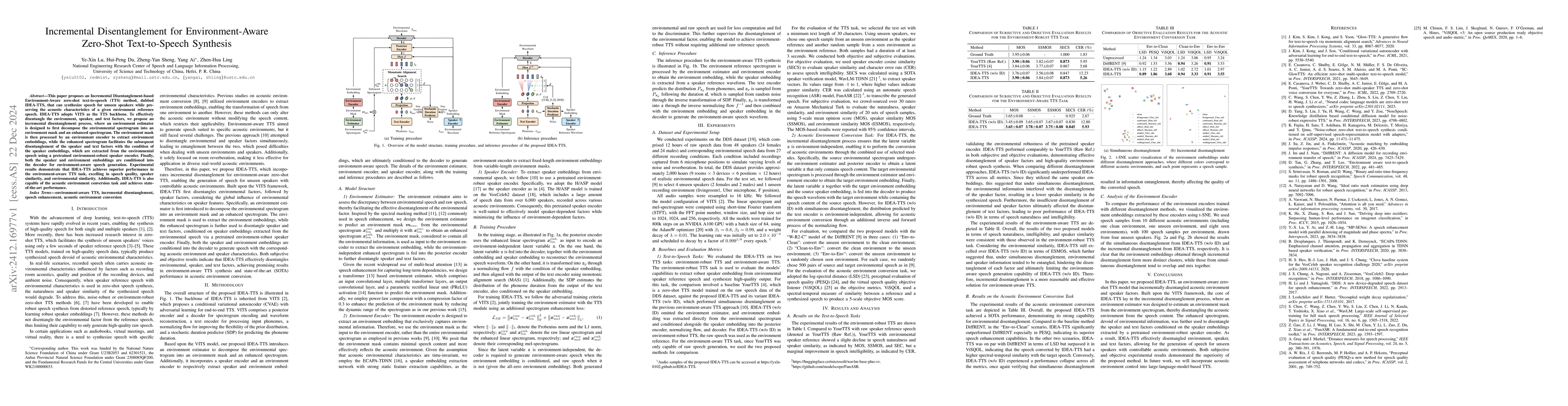 Thumbnail for Incremental Disentanglement for Environment-Aware Zero-Shot
  Text-to-Speech Synthesis