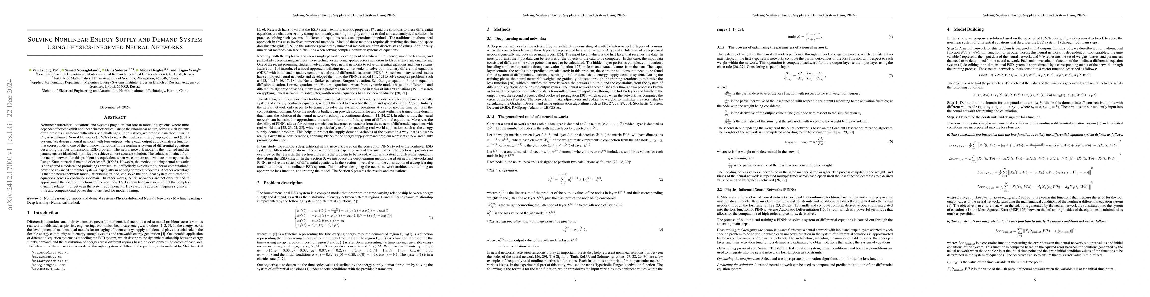 Thumbnail for Solving Nonlinear Energy Supply and Demand System Using Physics-Informed
  Neural Networks