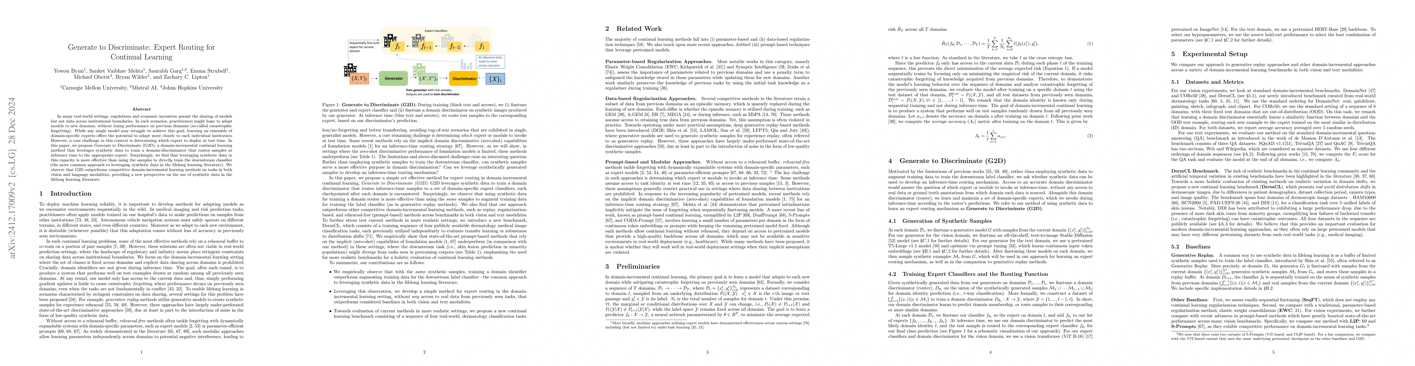 Thumbnail for Generate to Discriminate: Expert Routing for Continual Learning