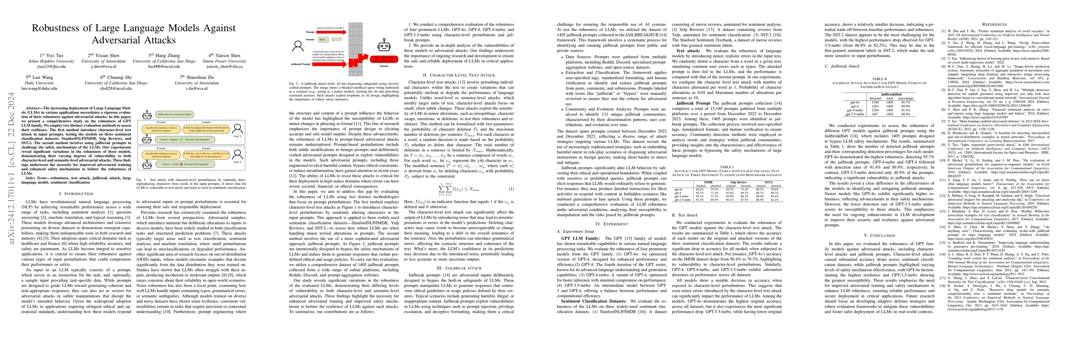 Thumbnail for Robustness of Large Language Models Against Adversarial Attacks