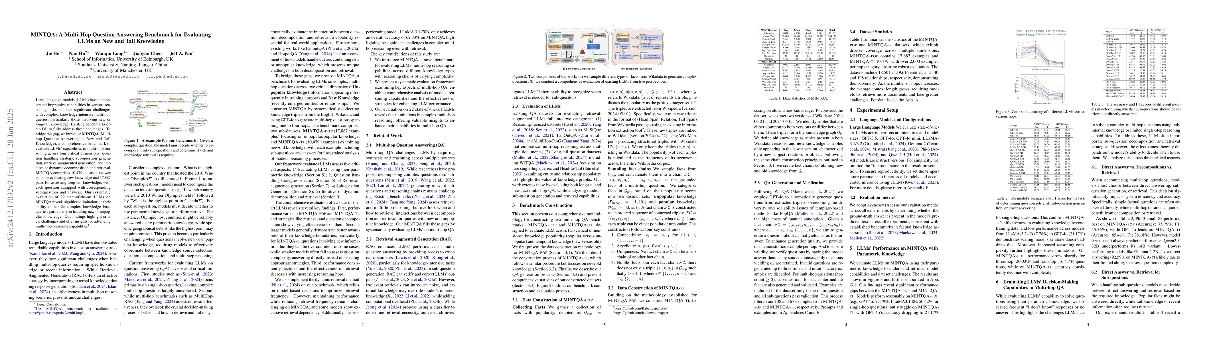 Thumbnail for MINTQA: A Multi-Hop Question Answering Benchmark for Evaluating LLMs on
  New and Tail Knowledge