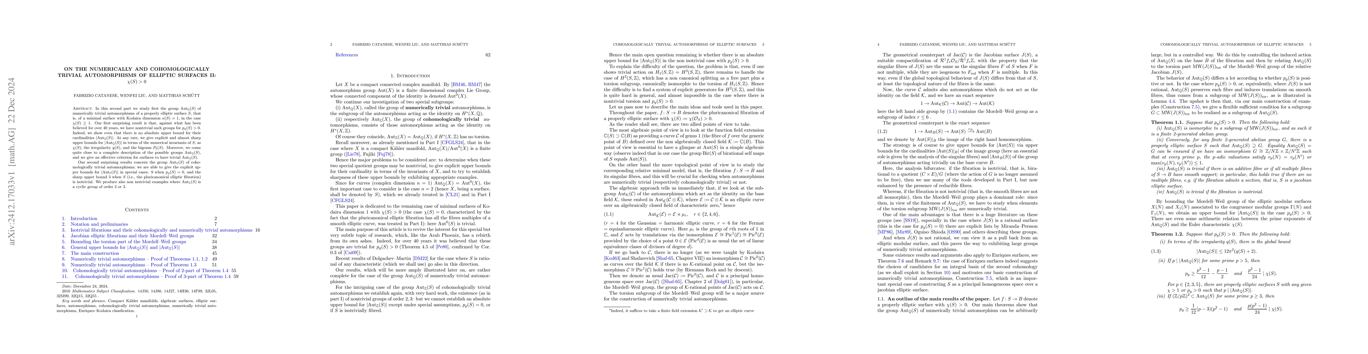 Thumbnail for On the numerically and cohomologically trivial automorphisms of elliptic
  surfaces II: $Ď‡(S)>0$