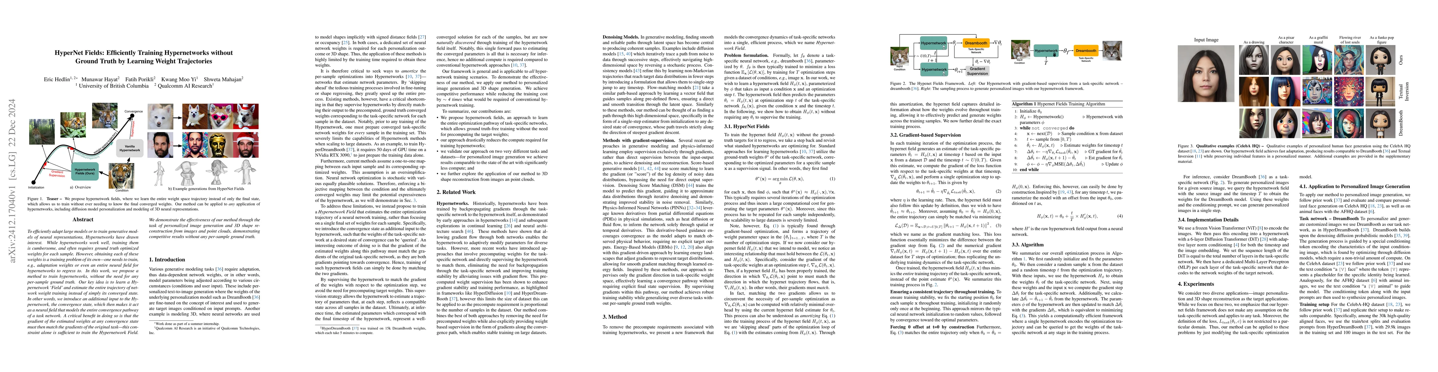 Thumbnail for HyperNet Fields: Efficiently Training Hypernetworks without Ground Truth
  by Learning Weight Trajectories