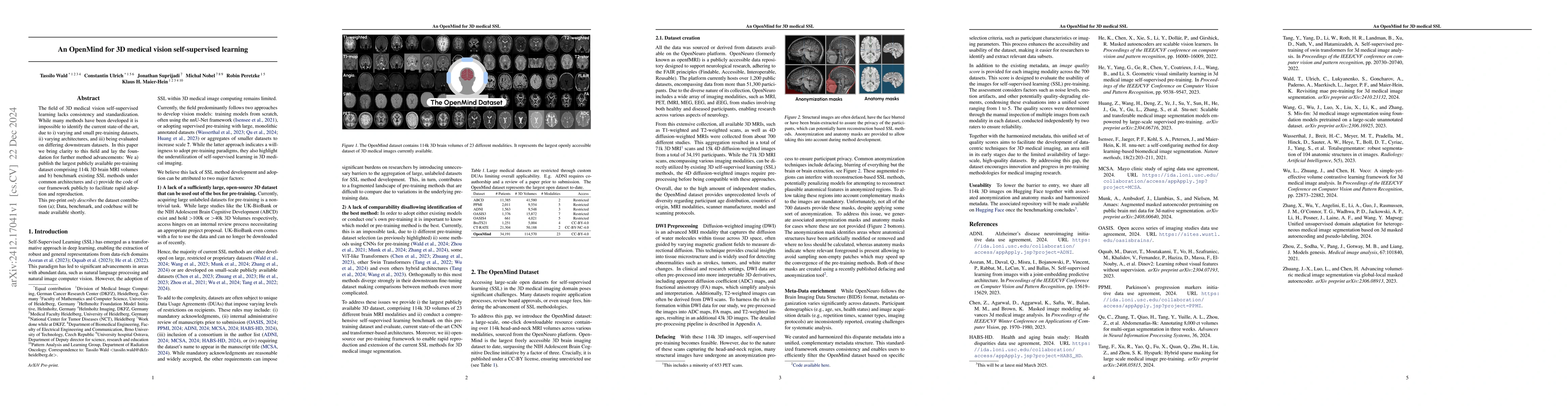 Thumbnail for An OpenMind for 3D medical vision self-supervised learning