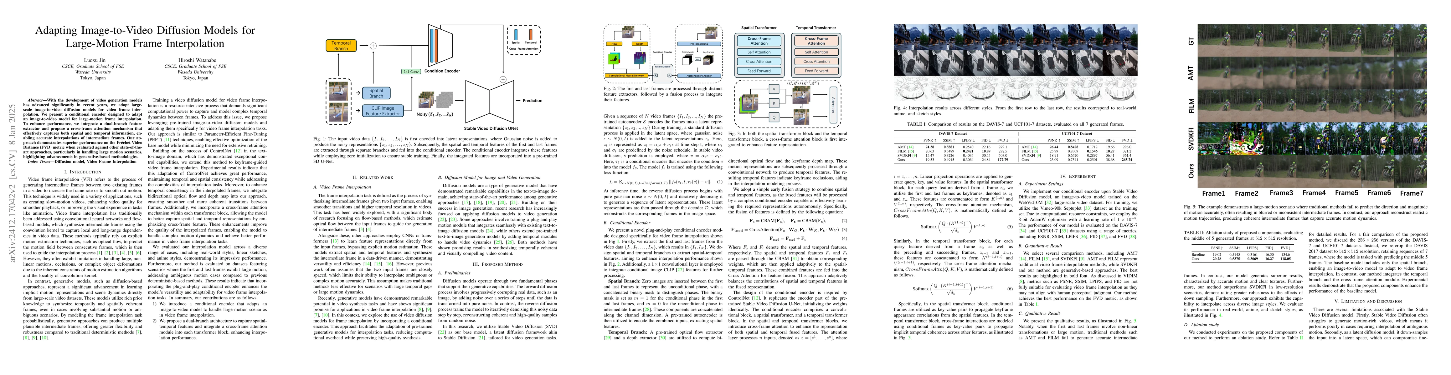 Thumbnail for Adapting Image-to-Video Diffusion Models for Large-Motion Frame
  Interpolation