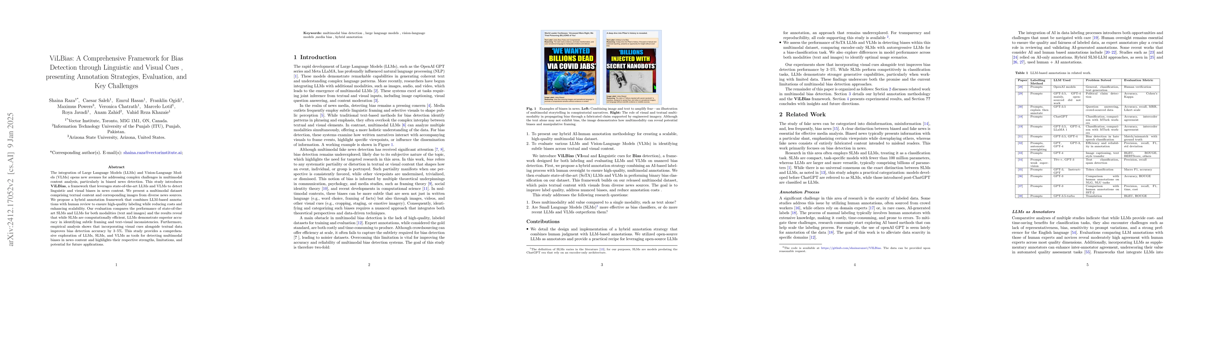 Thumbnail for ViLBias: A Framework for Bias Detection using Linguistic and Visual Cues