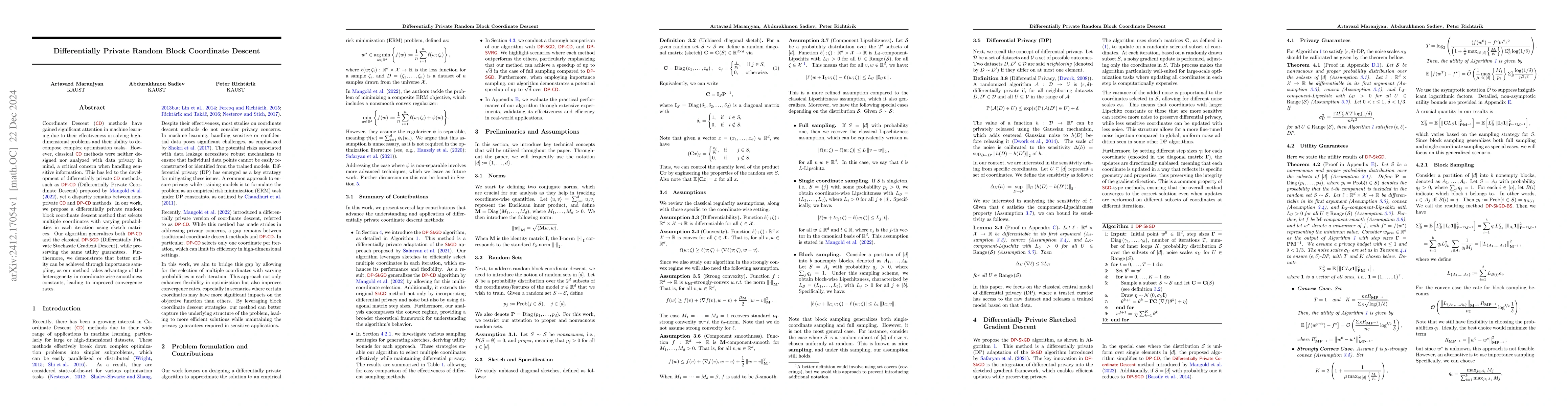 Thumbnail for Differentially Private Random Block Coordinate Descent