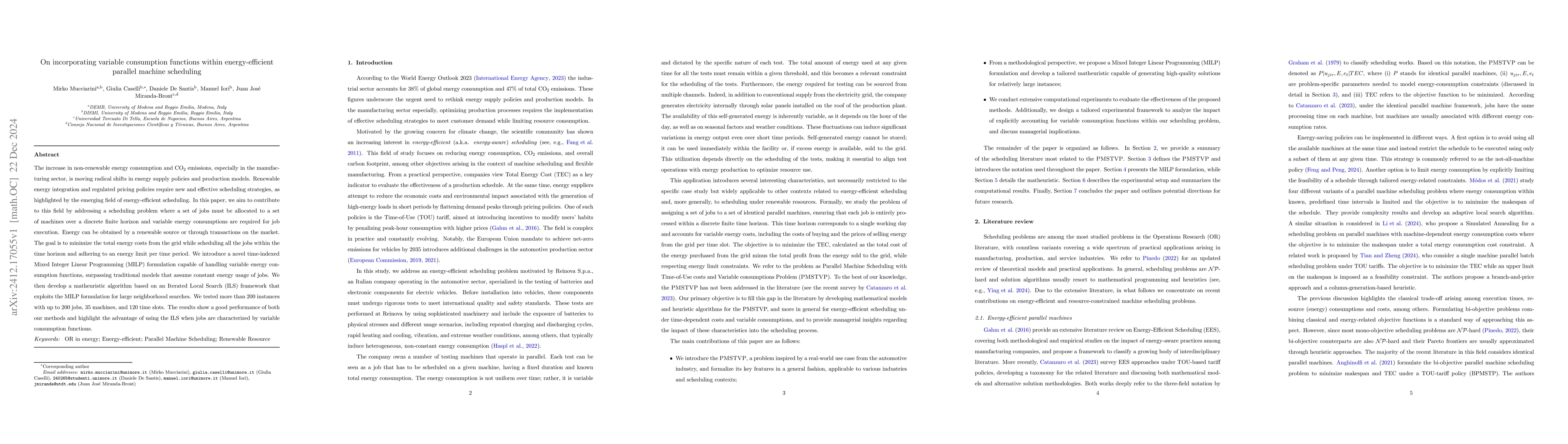 Thumbnail for On incorporating variable consumption functions within energy-efficient
  parallel machine scheduling