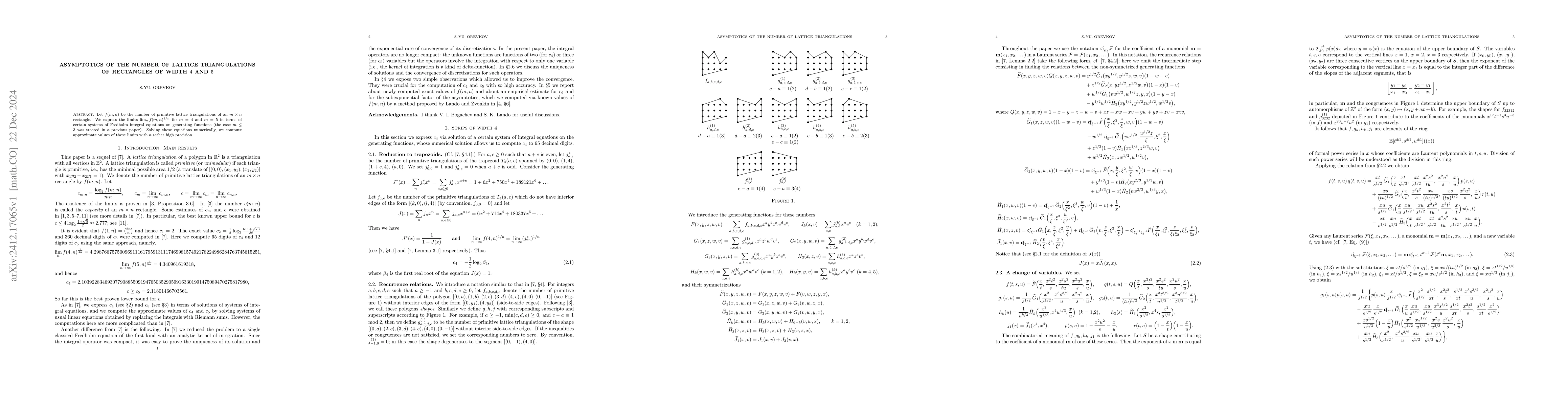Thumbnail for Asymptotics of the number of lattice triangulations of rectangles of
  width 4 and 5