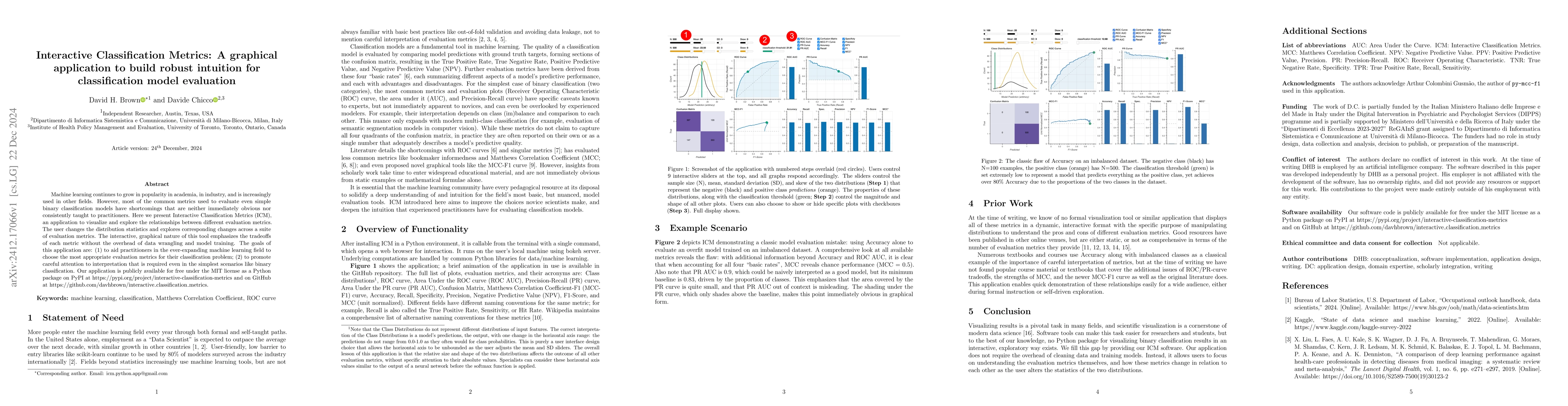 Thumbnail for Interactive Classification Metrics: A graphical application to build
  robust intuition for classification model evaluation