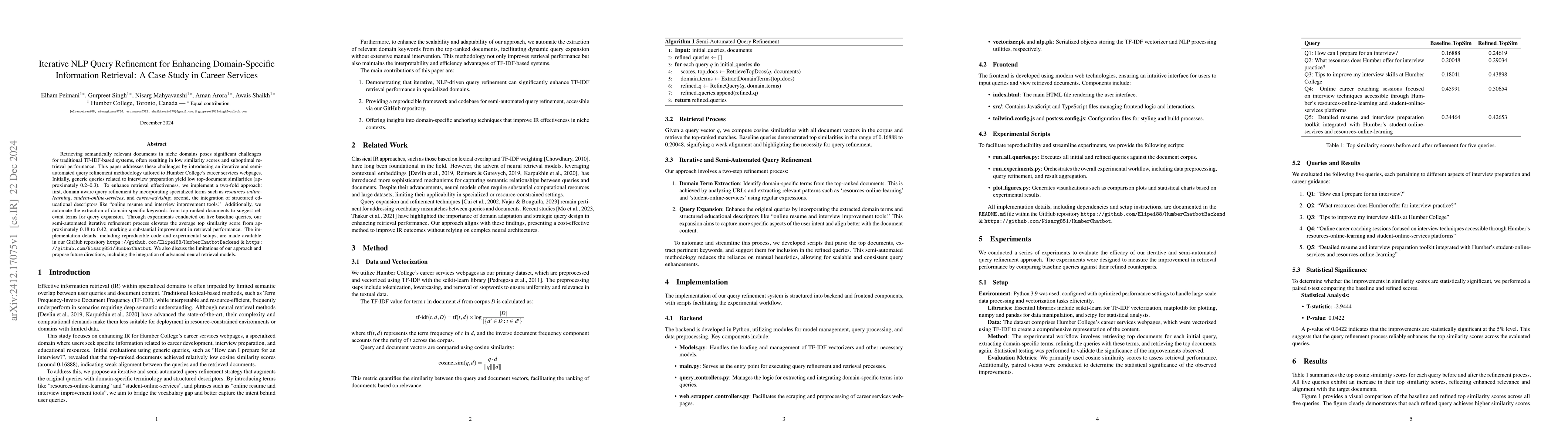 Thumbnail for Iterative NLP Query Refinement for Enhancing Domain-Specific Information
  Retrieval: A Case Study in Career Services