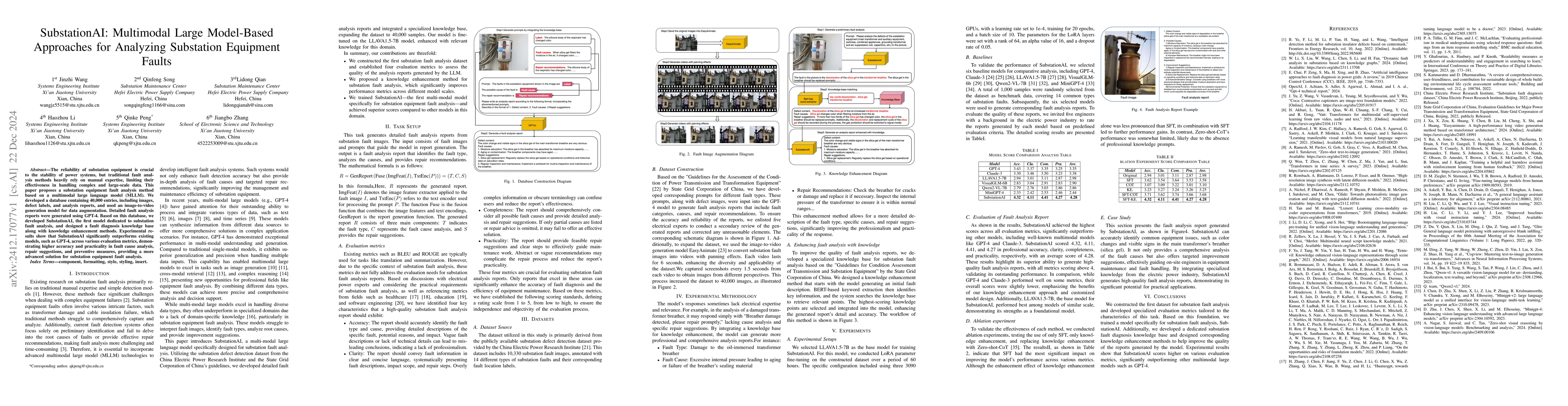 Thumbnail for SubstationAI: Multimodal Large Model-Based Approaches for Analyzing
  Substation Equipment Faults