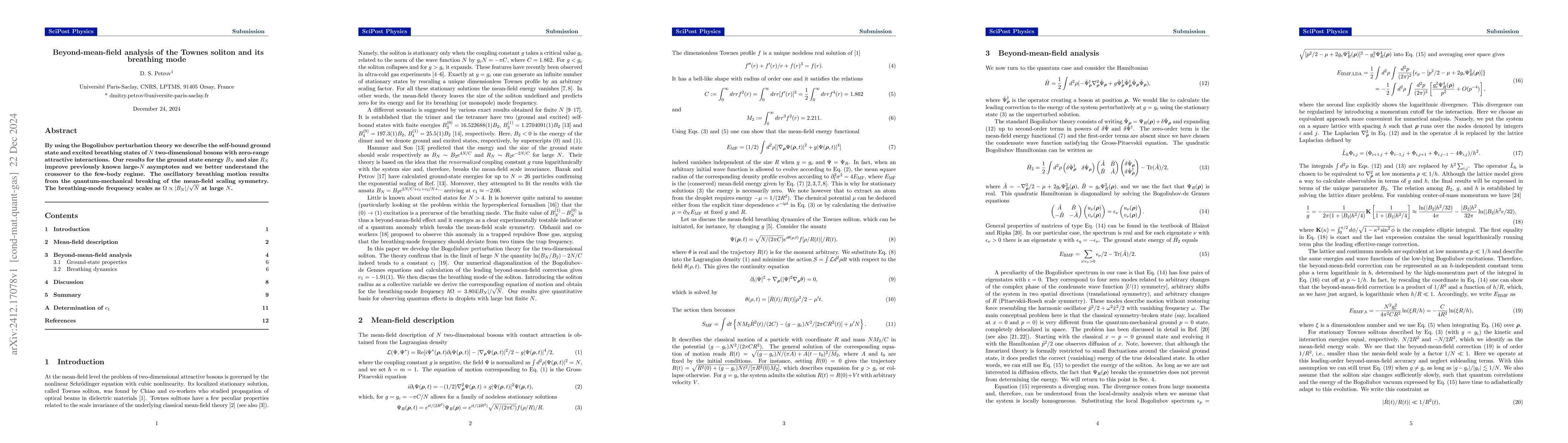 Thumbnail for Beyond-mean-field analysis of the Townes soliton and its breathing mode
