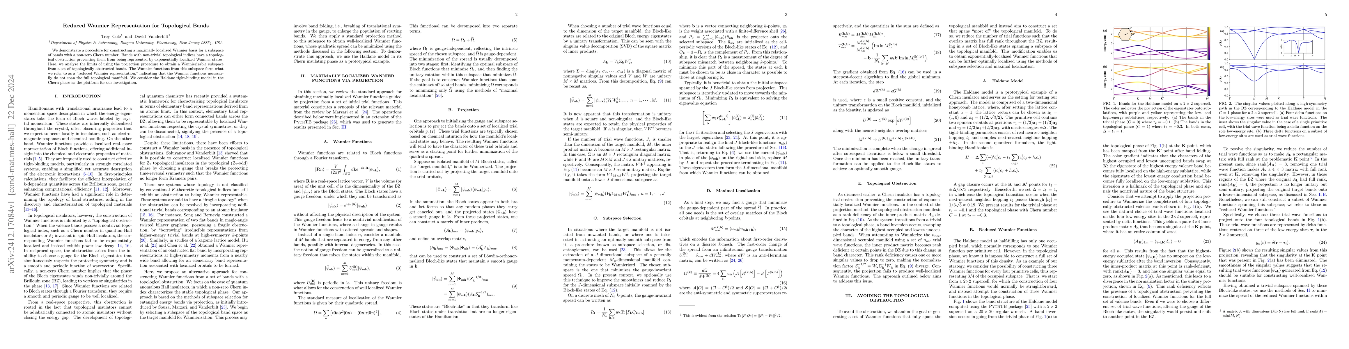Thumbnail for Reduced Wannier Representation for Topological Bands