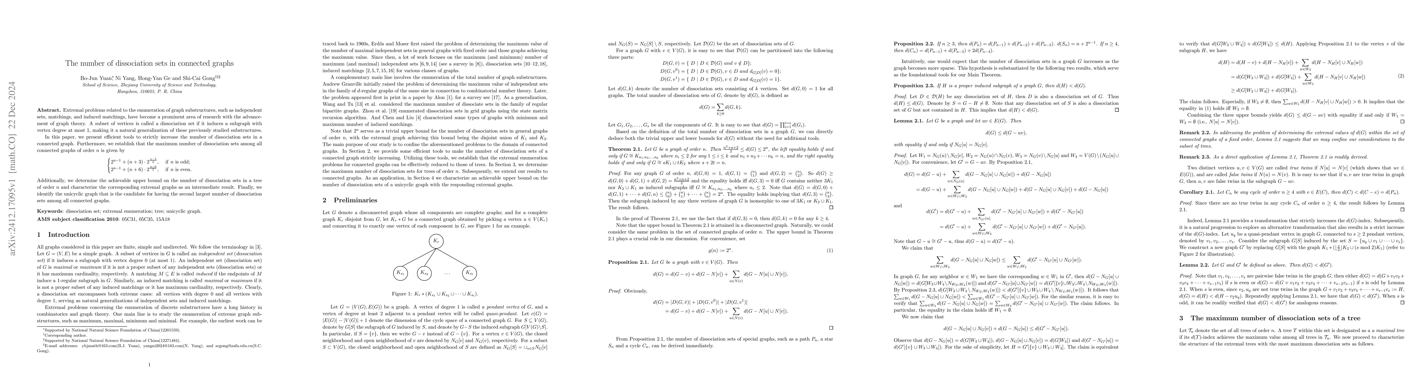Thumbnail for The number of dissociation sets in connected graphs