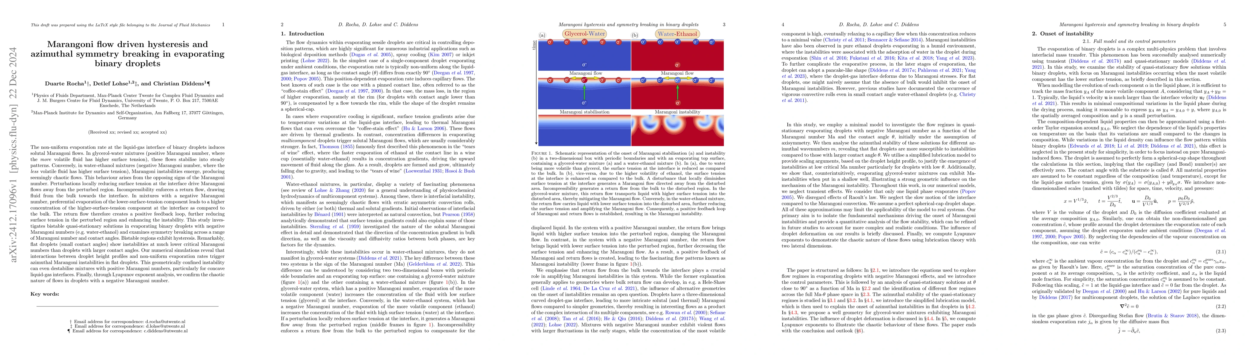 Thumbnail for Marangoni flow driven hysteresis and azimuthal symmetry breaking in
  evaporating binary droplets