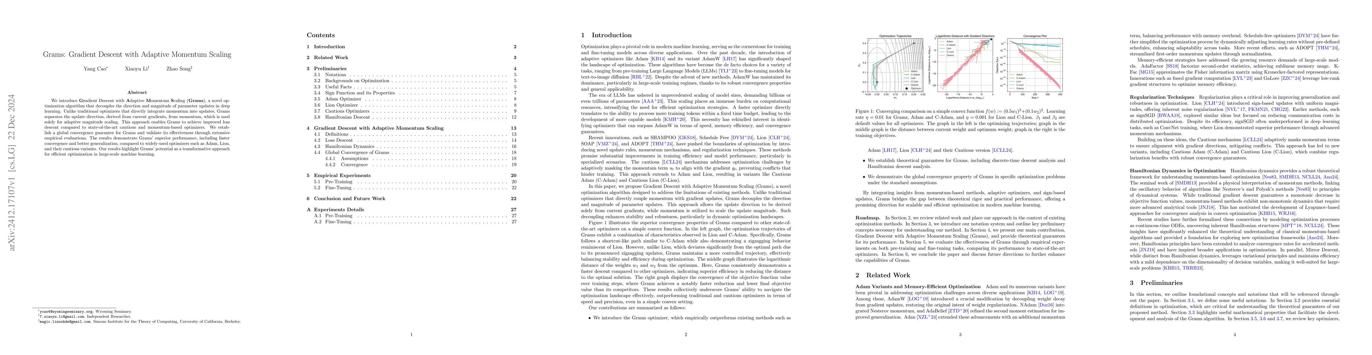 Thumbnail for Grams: Gradient Descent with Adaptive Momentum Scaling