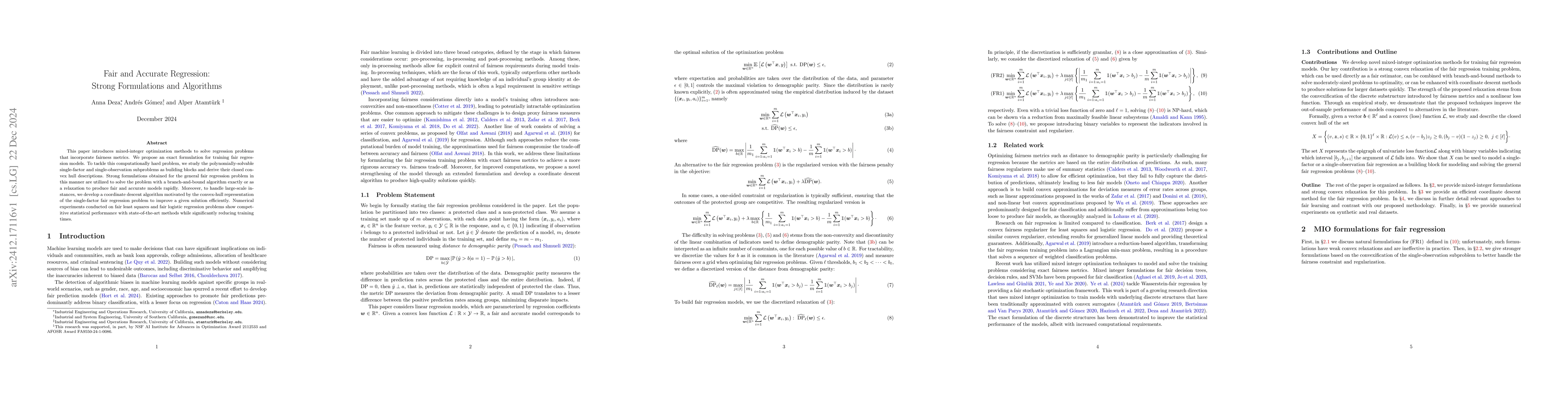 Thumbnail for Fair and Accurate Regression: Strong Formulations and Algorithms