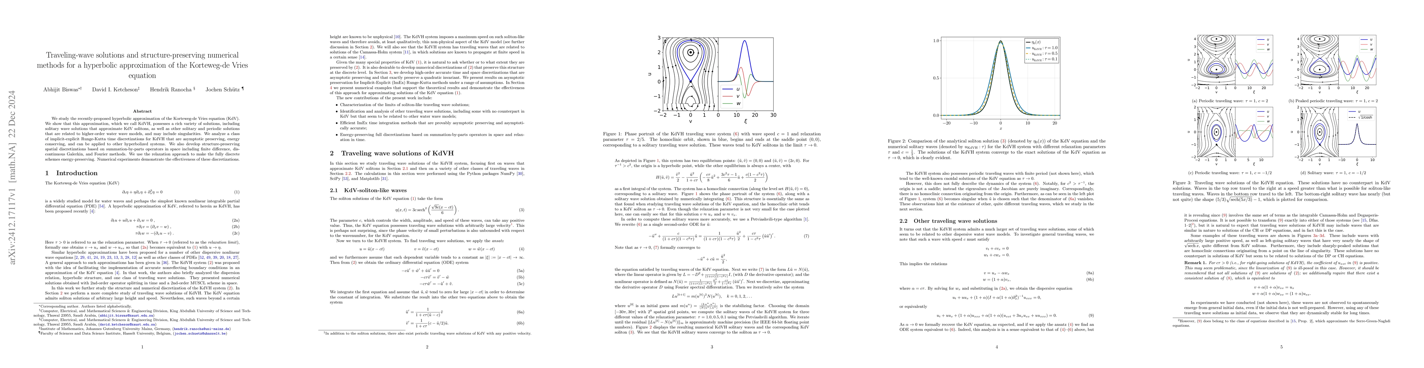 Thumbnail for Traveling-wave solutions and structure-preserving numerical methods for
  a hyperbolic approximation of the Korteweg-de Vries equation