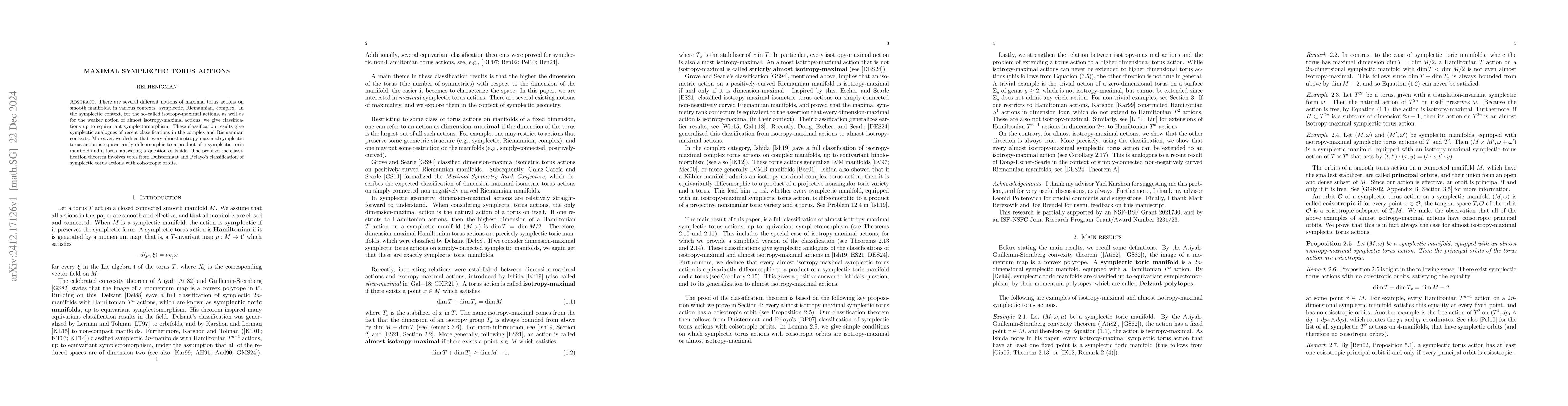 Thumbnail for Maximal symplectic torus actions