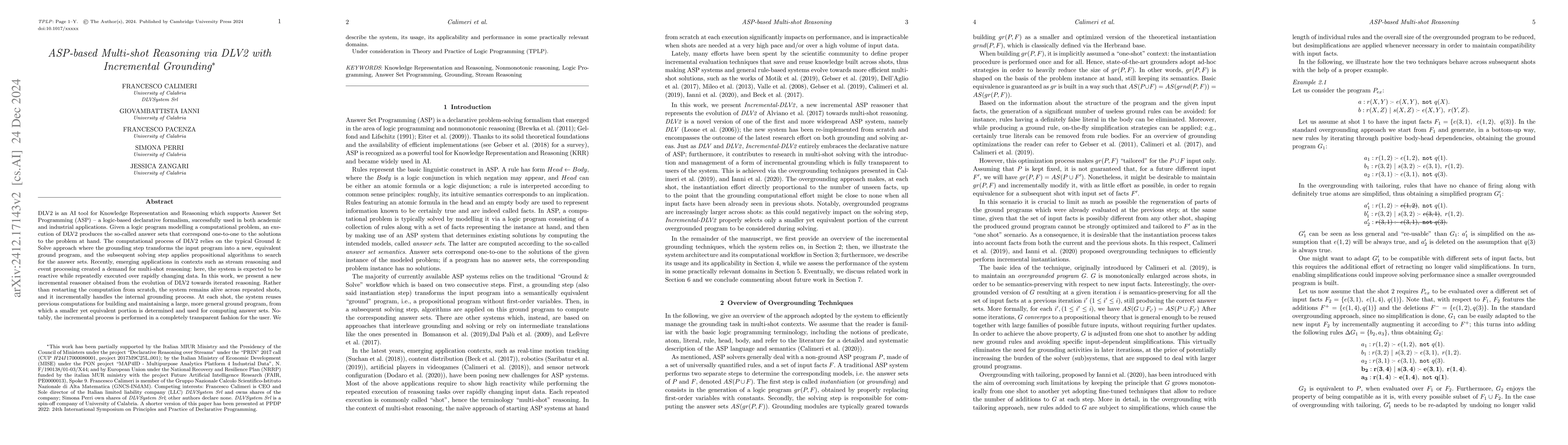 Thumbnail for ASP-based Multi-shot Reasoning via DLV2 with Incremental Grounding